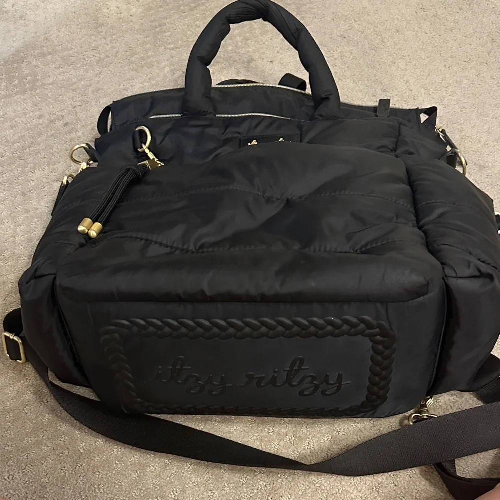 Itzy Ritzy Dream Convertible Diaper Bag Black Puffer Gold